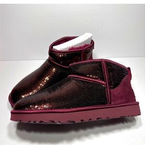 UGG Classic Ultra Mini Mirror Ball Sequins Boots Wild Grape US Women 8